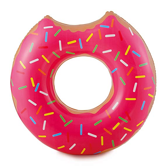 Summer Palms Jumbo Frosted Donut Tube Float, Deflated size: 53"x50" (135x127 cm); Inflated Size: 48"x47"x15" (122x119x38 cm)