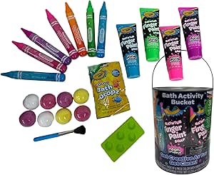 Crayola Bath Activity Bucket, 30 Piece Neon Set