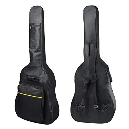 SortWise ® 41" Inch Acoustic Guitar Carrying Bag Gig Case Waterproof with 5mm Soft Padded Padding & Double Backpack Shoulder Straps (Black)