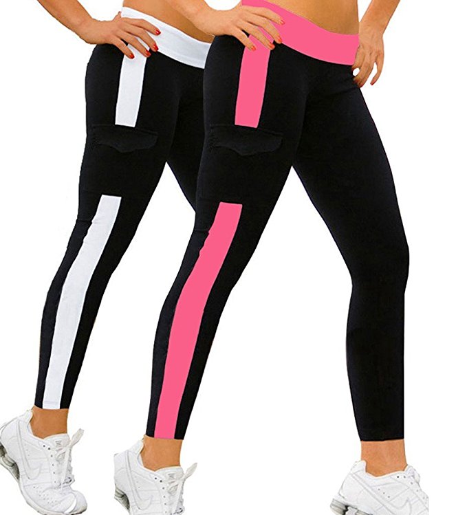 iLoveSIA 2PACK Women's Running Capri Tights YOGA Pants Leggings