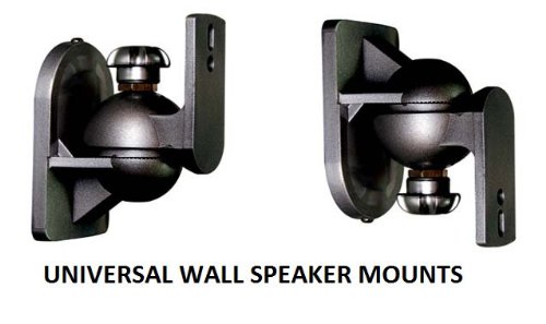 EZ Mounts -(1 Pair) Universal satellite surround sound speaker mounts / Brackets / Stands Max weight 7.5 lbs - Fits rear mounting speakers such as Bose, Yamaha, Samsung, Sony, Vizio, Phillips, LG, JBL, Onkyo, Pioneer, Polk, Logitech, Cinemate, Lifestyle & Acoustimass Systems