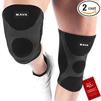 Mava Knee Support Compression Sleeves (Pair) for Running, Jogging,Workout, Walking, Hiking & Recovery - Improved Circulation Compression for Joint Pain and Arthritis Relief