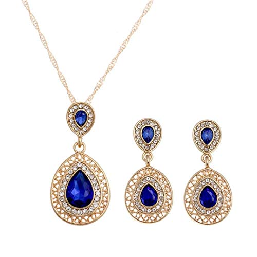 TOPUNDER Crystal Necklace Earrings Wedding Sets for Women's Bohemian Jewelry Set