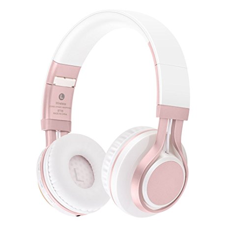 Bluetooth Wireless Headphones 4.0 with Mic Stereo Noise Cancelling Waterproof Foldable Headset BT08 (Rose Gold)