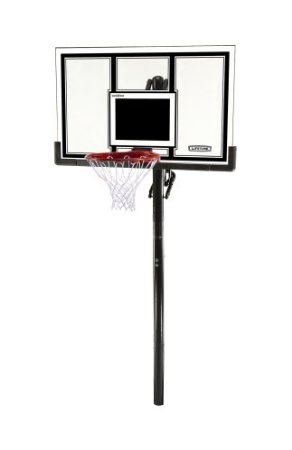 Lifetime 71525 Height Adjustable In Ground Basketball System 54 Inch Shatterproof Backboard