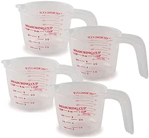 Norpro 1 Plastic Measuring Cup, Multicolored (4 Pack)