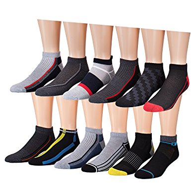 James Fiallo Men's 12 Pairs Low Cut Athletic Sport Peformance Socks