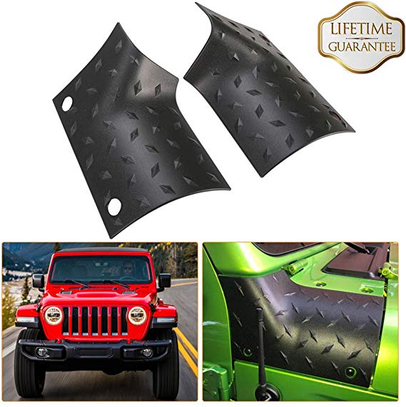 KIWI MASTER Cowl Body Armor Outer Cowl Covers JL Corner Guards for 2018 2019 Jeep Wrangler JL Gladiator Sahara Sport Rubicon, JL Exterior Accessories Parts, Black