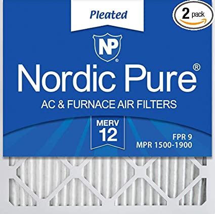 Nordic Pure 14x14x1 MERV 12 Pleated AC Furnace Air Filters, 2 Pack, 2 Piece