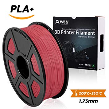 SUNLU 3D Printer Filament,PLA Plus Filament - 1.75 mm Red 1kg Spool (2.2 lbs) - Dimensional Accuracy +/- 0.02mm - 100% Virgin Raw Material