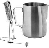 Ozeri OZMF2 Deluxe Stainless Steel Milk Frother and 12-Ounce Frothing Pitcher with Extra Whisk Attachment Silver