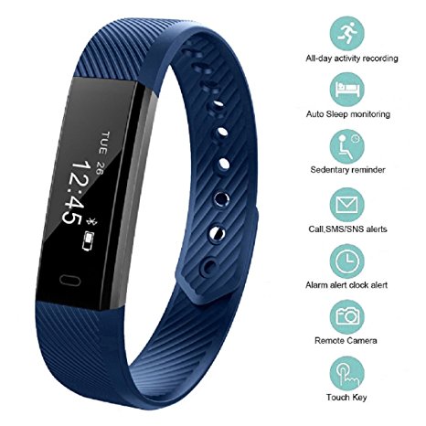 Fitness Tracker, bossblue Smart Fitness Watch Touch Screen Activity Health Tracker Wearable Pedometer Smart Wristband