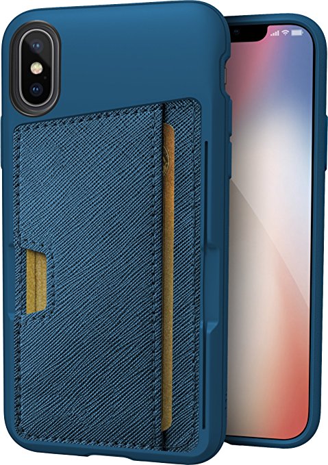 CM4 iPhone X Wallet Case - Q CARD CASE [Slim Protective Kickstand CM4 Grip Cover] - "Wallet Slayer Vol.2" - Blue Jade