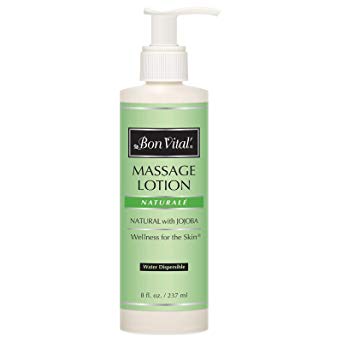 Bon Vital' Naturale Massage Lotion Made with Natural Ingredients for an Earth-Friendly & Relaxing Massage, All Natural Moisturizer, Relieves Muscle Soreness and Increases Circulation, 8 oz Pump Bottle