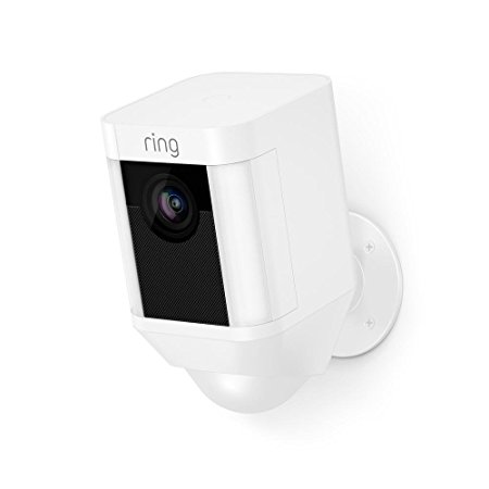 Ring Spotlight Cam Battery HD Security Camera with Built Two-Way Talk and A Siren Alarm, White