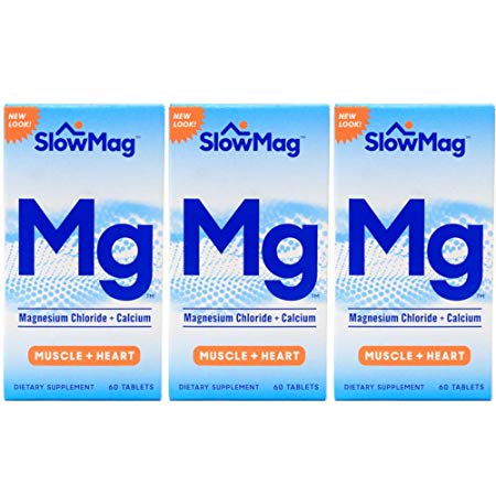 Slow-Mag Magnesium Chloride with Calcium, Tablets, 60 Tablets each (Pack of 3)