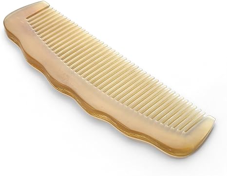 Premium Quality 100% Handmade Anti Static Natural Sheep Horn Comb Without Handle- Professional Detangling Massage Comb (Wavy)