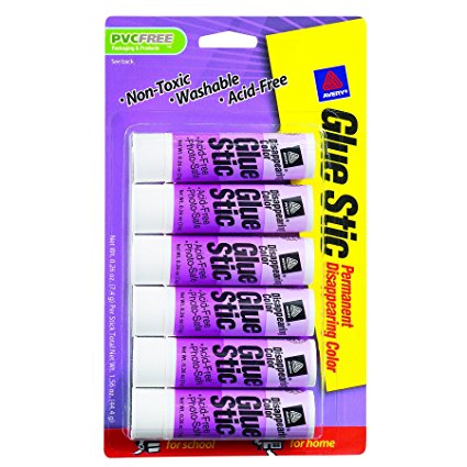 Avery Disappearing Color Permanent Glue Stick, 0.26 oz, Pack of 6 (98096)