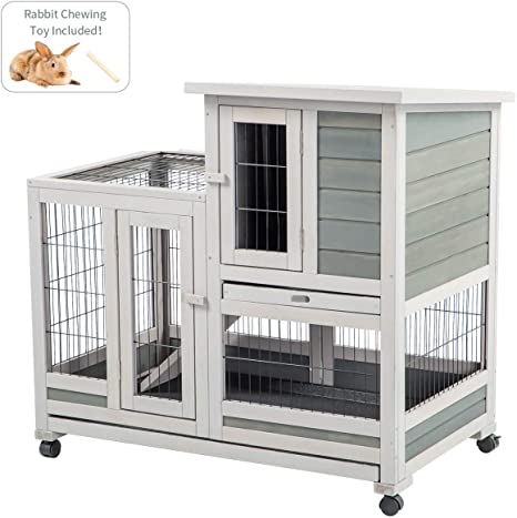 U-MAX Rabbit Hutch Pet House for Small Animals Guinea Pig House Rabbit Cage with Run Bunny House Indoor & Outdoor