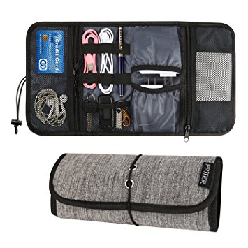 Travel Gear Organizer, PRITEK Electronics Accessories Organizer Bag, Cable Management Travel Carry Case, Healthcare Kit and Cosmetics Storage Bag-Gray