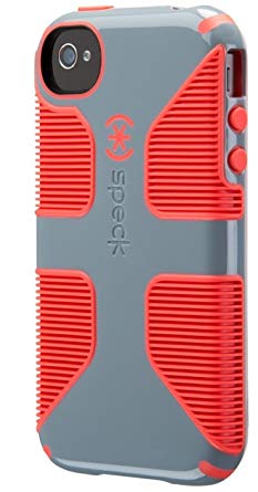 Speck Products CandyShell Grip Case for iPhone 4/4S, Nickel Grey/Warning Orange