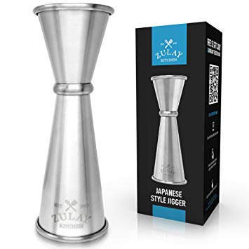 Premium Japanese Style Double Cocktail Jigger, 18/8 Food-Grade Stainless Steel, 1oz-2oz Etched Markings With Incremental Gradations, Beautiful Jiggers Shot Pourer Measuring Tool - By Zulay Kitchen