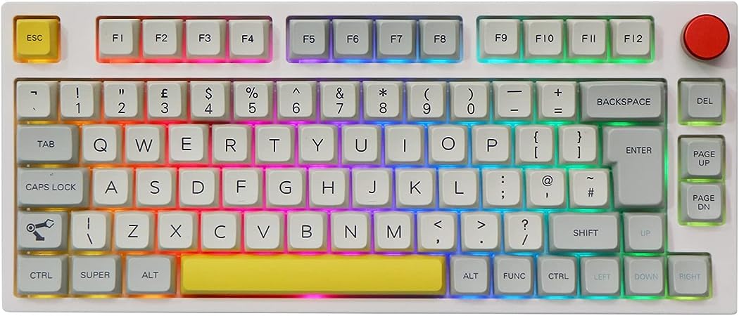 EPOMAKER Theory TH80 PRO 75% ISO(UK) Hot Swap RGB 2.4Ghz/Bluetooth 5.0/Wired Mechanical Keyboard with MDA PBT Keycaps, 4000mah Battery, Knob Control for WIN/Mac/PS4/PS5/Xbox (Budgerigar Switch)