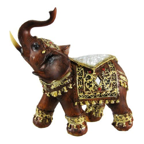 Gorgeous Wood Finish Indian Elephant Statue Crackle Glass by Things2Die4