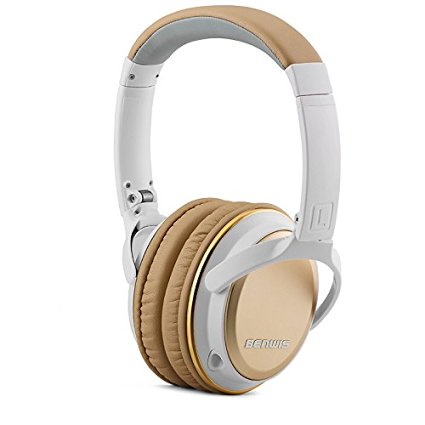 BENWIS H600 Wired Computer Mobilephone Stereo Headphone with Microphone Foldable Stretched On-ear Headset (Golden)