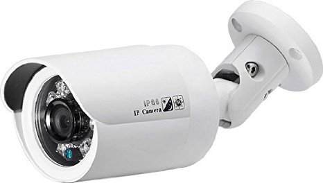 2.0 Megapixel 2MP 1080P H.264 Mini Bullet IP Camera with POE, Audio In/Out via Cable, Nightvision, and 6mm Lens, Onvif, Free P2P - White