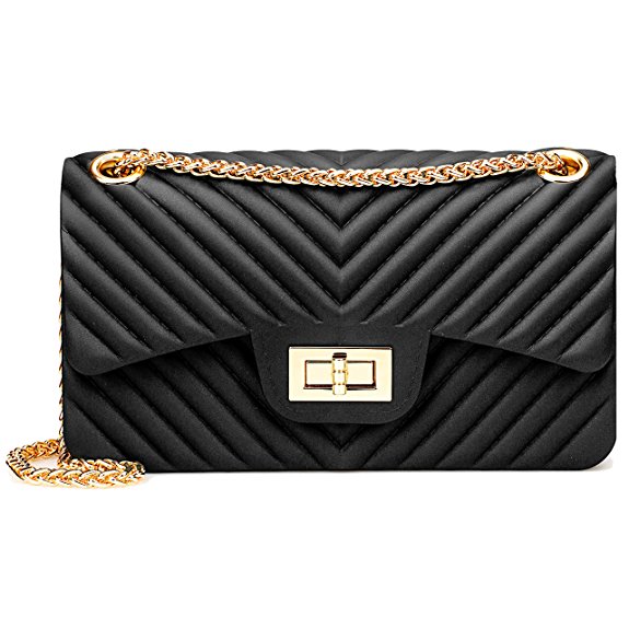 Women Fashion Shoulder Bag Jelly Clutch Handbag Quilted Crossbody Bag with Chain