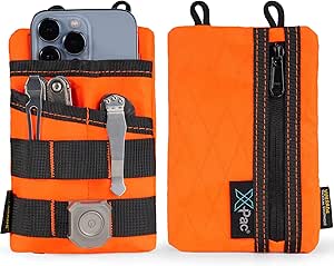 VIPERADE VE3 Tool Pouch Pocket Organizer, Nylon Tool Belt Loop Pouch with 4 Pockets Tool Storage EDC Pouch for Flashlight/Pocket Knife, Tactical Pen, Notebook (X-PAC-Hot Orange)