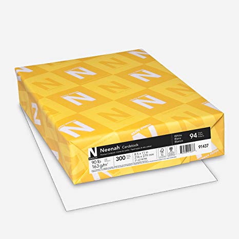Neenah Cardstock, 8.5" x 11", Heavy-Weight, White, 94 Brightness, 300 Sheets (91437)