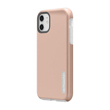 Incipio DualPro Dual Layer Case for Apple iPhone 11 with Flexible Shock-Absorbing Drop-Protection - Iridescent Rose Gold/Frost