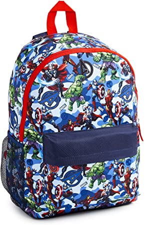 Marvel Avengers School Bag, Official Back Pack for Boys Teenagers, with Captain America Iron Man Incredible Hulk and Thor, Large Rucksack for School Travel, Marvel Gifts for Boys Teens