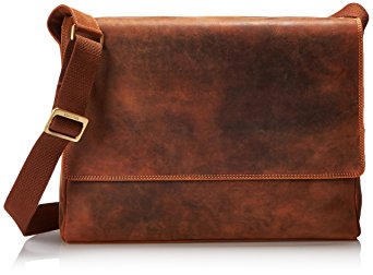 Visconti 18516 Distressed Leather Messenger Bag, 3/4 flap-over