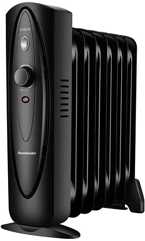 Homeleader Mini Oil Filled Heater, Radiator Heater, Electric Personal Heater, Space Heater for Home and Office, 700W, Black