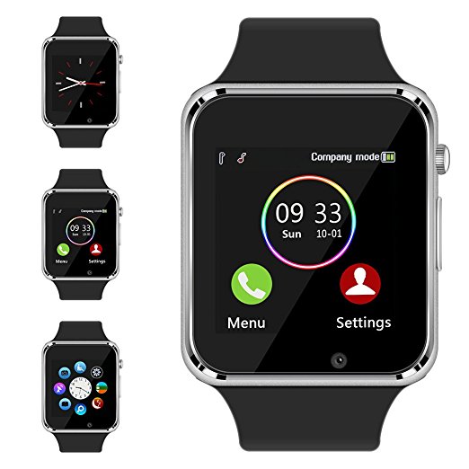 Bluetooth Smart Watch - Aeifond Touch Screen Sport Smart Wrist Watch Smartwatch Phone Fitness Tracker With Camera Pedometer SIM TF Card Slot for iPhone IOS Samsung Android for Men Women Kids (Silver)