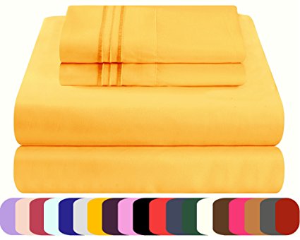 Mezzati Luxury Bed Sheets Set - Sale - Best, Softest, Coziest Sheets Ever! 1800 Prestige Collection Brushed Microfiber Bedding (Yellow, Queen)