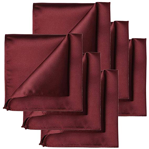 KissTies 1PC/6PCS Satin Pocket Square Wedding Party Solid Handkerchief   Gift Box