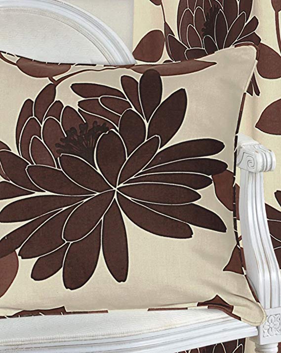 Goldstar® Printed Polycotton Floral Cushion Covers Size 18" x 18" 45cm x 45cm (Seren Chocolate)