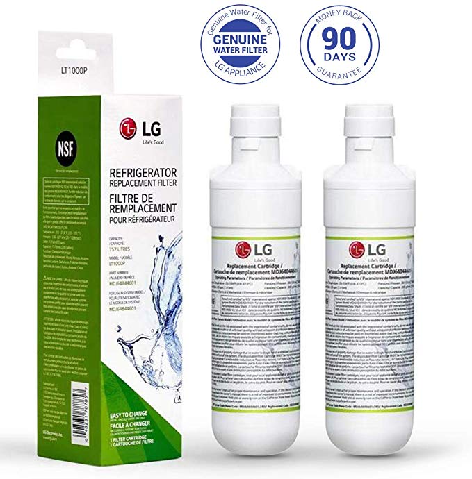 LT1000P Refrigerator Water Filter Replacement Leak-Proof, Compatible with LG LT1000P, LT1000PC, LT1000PCS, MDJ64844601, ADQ74793501, ADQ74793502, Kenmore 46-9980, 9980 (Pack of 2)