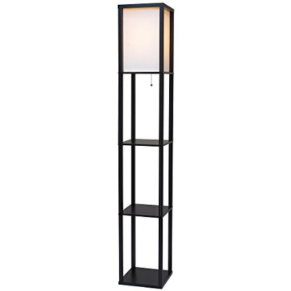 Toro 150W 625 Contemporary Floor Lamp w White Shade and Black Wood - F37-354131