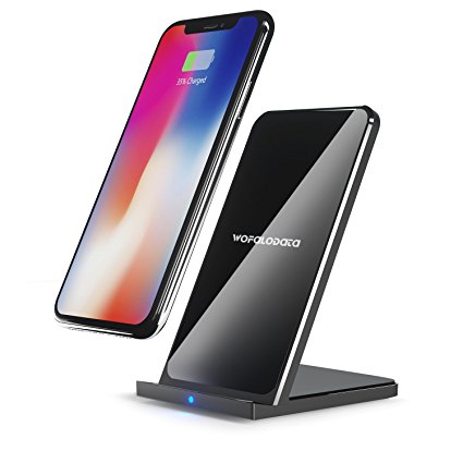 Fast Wireless Charger Stand,Wofalodata Quick Charging Pad for Samsung Galaxy Note 8 S8 Plus S8  S8 S7 S7 Edge Note 5, QI Standard Charge for iPhone X/ 8/8 Plus（No AC Adapter）