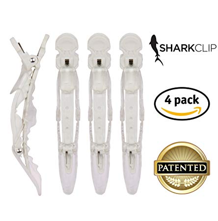 The Hair Shop Large Shark Clip | Enhanced Croc Crocodile Alligator Grip Clip | Sectioning Tool for Women | US Patented | Professional Salon Quality (Large White, 4 Pack)