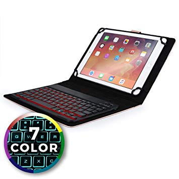 Cooper Backlight Executive Keyboard Case for 9'', 10'', 10.1'' inch Tablets | 2-in-1 Bluetooth Wireless Backlit Keyboard, 7 Color Keys (Rose Gold)