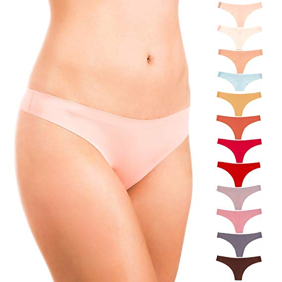 Alyce Intimates Women's Laser Cut No Show Thong, 12 Pack, Assorted Colors