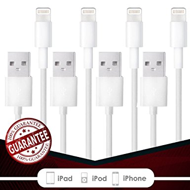 Fierce Cables 4PACK (2 3FT   2 6FT) 8 pin USB Lightning Cables Charger Cord iPhone 6s Plus 6 Plus 6s 6 5s 5 iPad Air 2 iPad Mini [iOS 9 Compatible]