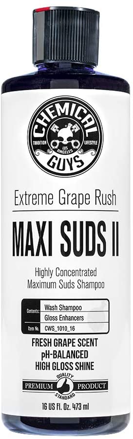 Chemical Guys CWS_1010_16 Maxi-Suds II Super Suds Car Wash Soap and Shampoo, Grape Scent (16 oz)