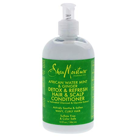 Shea Moisture African Water Mint & Ginger Detox & Refresh Hair & Scalp Conditioner for Unisex, 13 Ounce